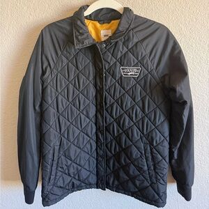 Vans Men's Black Quilted Zip Up Jacket - Lightweight Puffer Classic Vans Skater